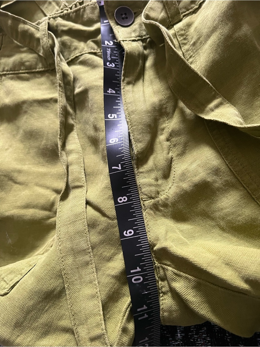 Cynthia Rowley Chartreuse Cargo Linen-Blend Pants - Picture 6 of 7